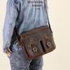 Men's Crossbody Bag, Crazy Horse Leather Single Shoulder Men's Bag, Large Capacity Personalized Mailman's Bag, Layered Cow Casual Retro Bag