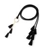 Solid Color Thin Waist Rope Belt Tassel Detail Knit Belt Fashion Dress Waistband  Waist Accessory