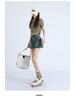2025 Summer High-Waisted Distressed Denim Skort with Anti-Exposure Feature