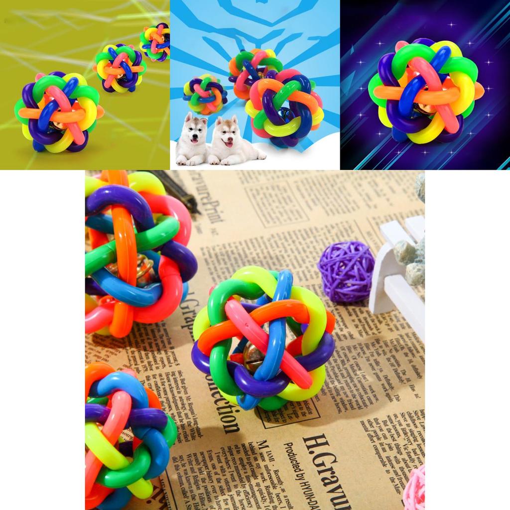 Pelota de Goma Colorida Juguete para Gato Mascota con Cascabel Pequeño para Ejercicio Interactivo Divertido