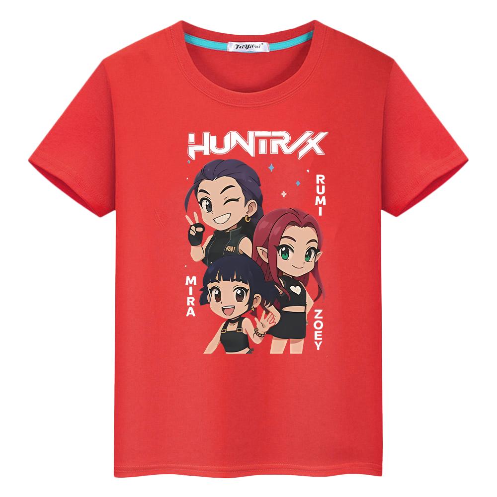 Kpop cazadores de demonios niños Estampado Kawaii Camisetas 100% Algodón Bonitos Tops camiseta para niños niño 10años anime Corta y2k Navidad ropa para niñas