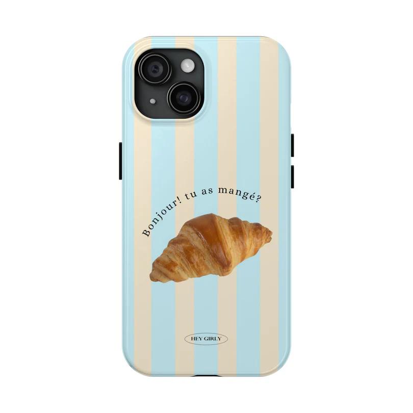 

Синий Полосатый Чехол-Круассан для iPhone 17 16e 16 15 14 13 12 11 X XS XR XSMAX 7 8 Air Pro Max Plus Роскошный Двухслойный iPhone 11
