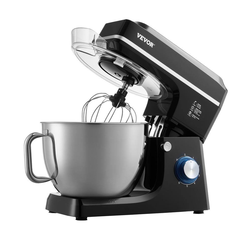 VEVOR Stand Mixer, 8.3QT Dough Mixer, 1400W 6+P Speeds Tilt-head Food Mixer with Stainless Steel Bowl, Dough Hook, Wire Whip, Flat Beater, Scraper