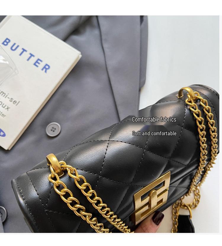 2025 Winter Women's Argyle Chain Versatile Crossbody Bag - Fashionable Small Square Shoulder Bag, Light Luxury