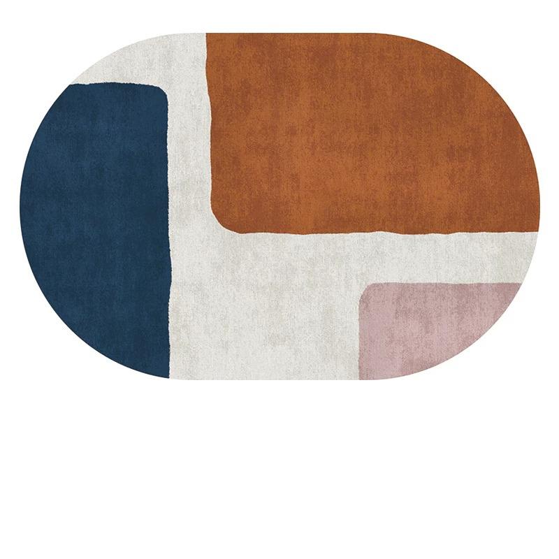 Oval Rugs for Living Room Bedroom Carpet Ins Fashion Minimalism Mats Home Decoration Soft Anti-slip Rug Stadium Shape Floor Mat