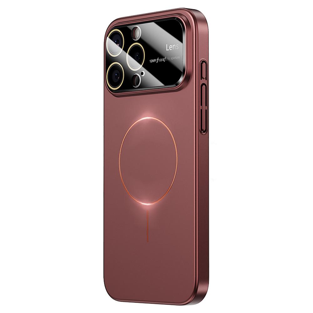 For iPhone 16 Pro Magnetic Case Large View Window Matte PC Phone Back Cover with Lens Film