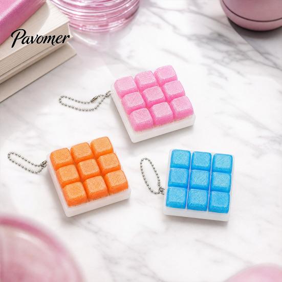 Keyboard Keychain 9-In-1 Fidget Toy with Ball Chain, Stress Relief Push Office Desk Button Finger Clicker Toy, 9-Keys Lightweight Gadget