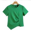 Niche Irregular Hem Shoulder-Baring Women's Short-Sleeve T-Shirt - 2025 Summer Trend