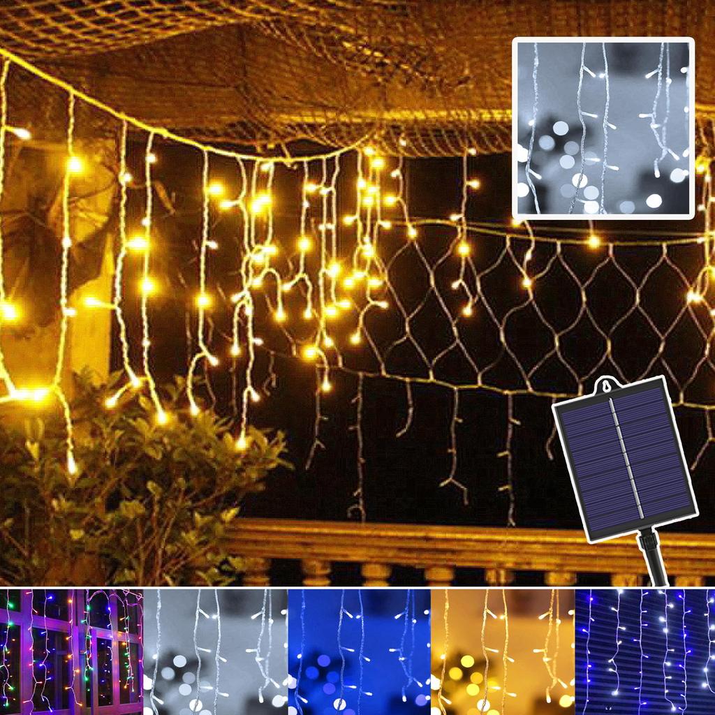 Icicle 120 LED Available In 5 Colors and 8 Christmas Solar Solar Solar Large Solar High Solar Solar Automatically Turns On At Icicle Lights