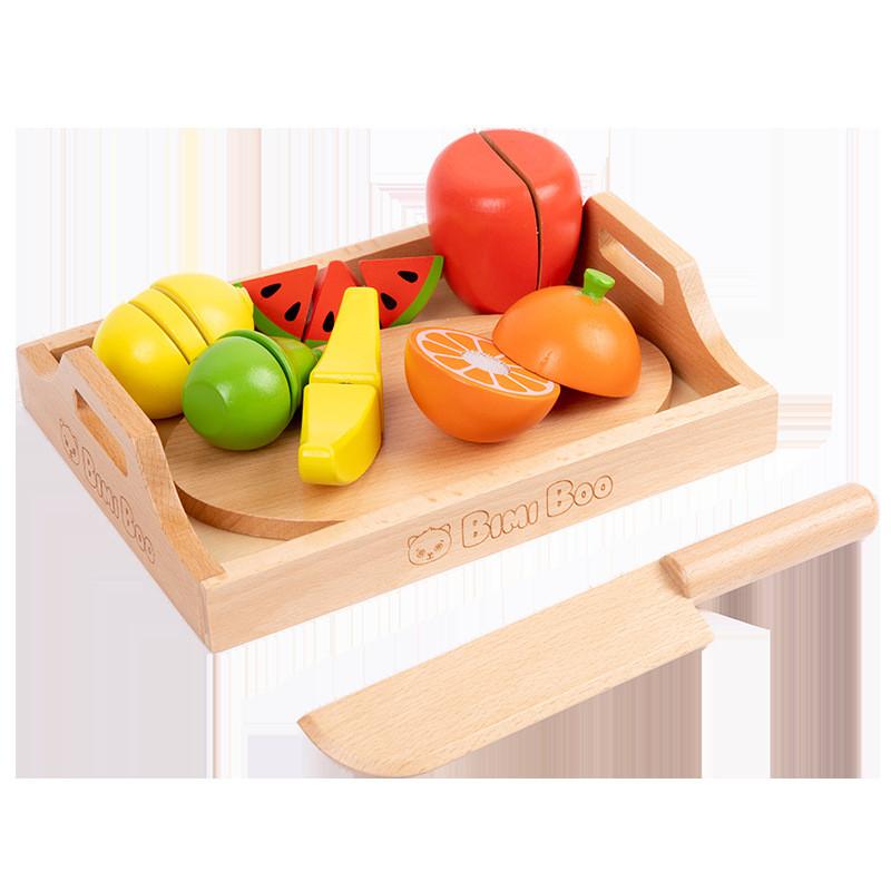Wooden Vegetable Fruit Playset Kids Magnetic Cutting Hand Eye Coordination