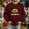 Men's Halloween Printed Long Sleeve T-Shirt Crewneck Casual Sports Top Unisex for Couples