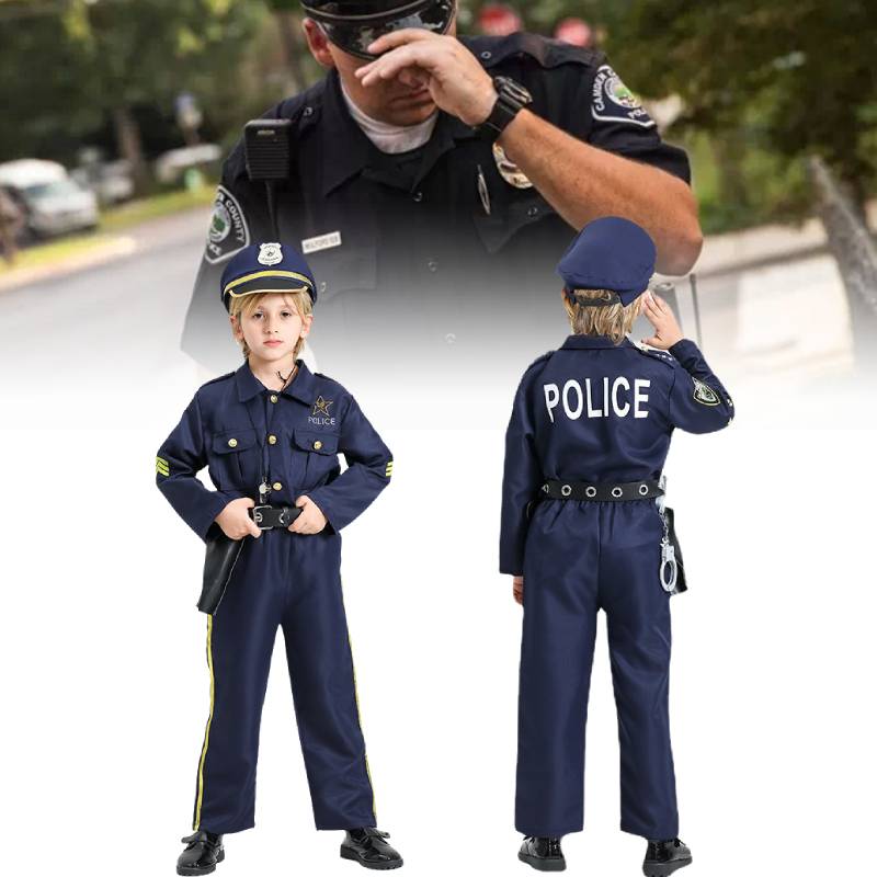 Police Halloween Children Costumes Set Party Show Cosplay Decorations Festival
