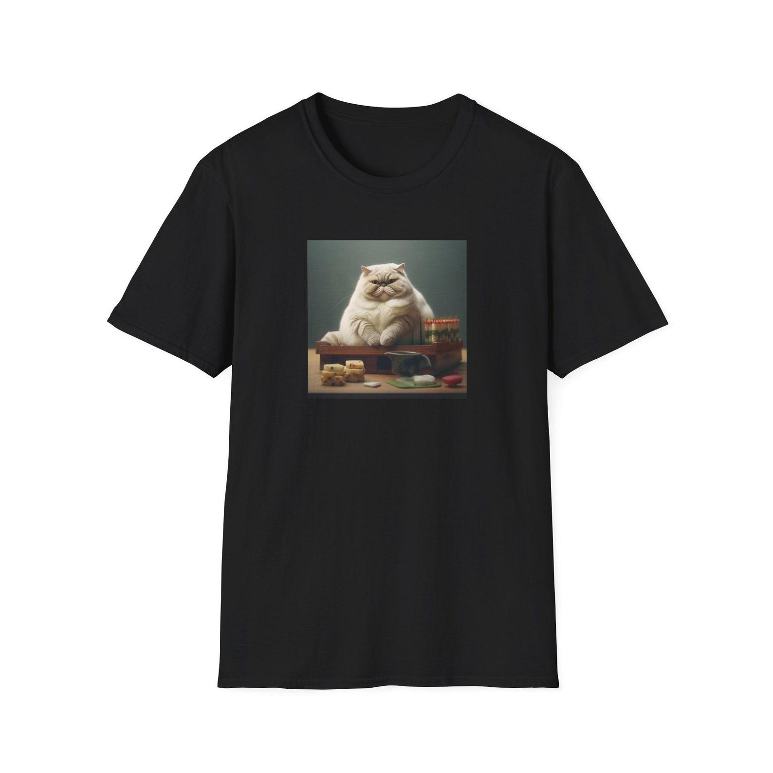 Sushi Lover Cat T-Shirt - Cute Feline Gourmet Print - Unisex Graphic Tee for Sushi Enthusiasts - Funny Cat Shirt - Animal Foodie Clothing 3XL