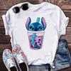 Kawaii Stitch Women's Fashion Top Casual Women's Round Neck T-Shirts Harajuku 90s Cute Stitch Women's Short Sleeves Tops Tees