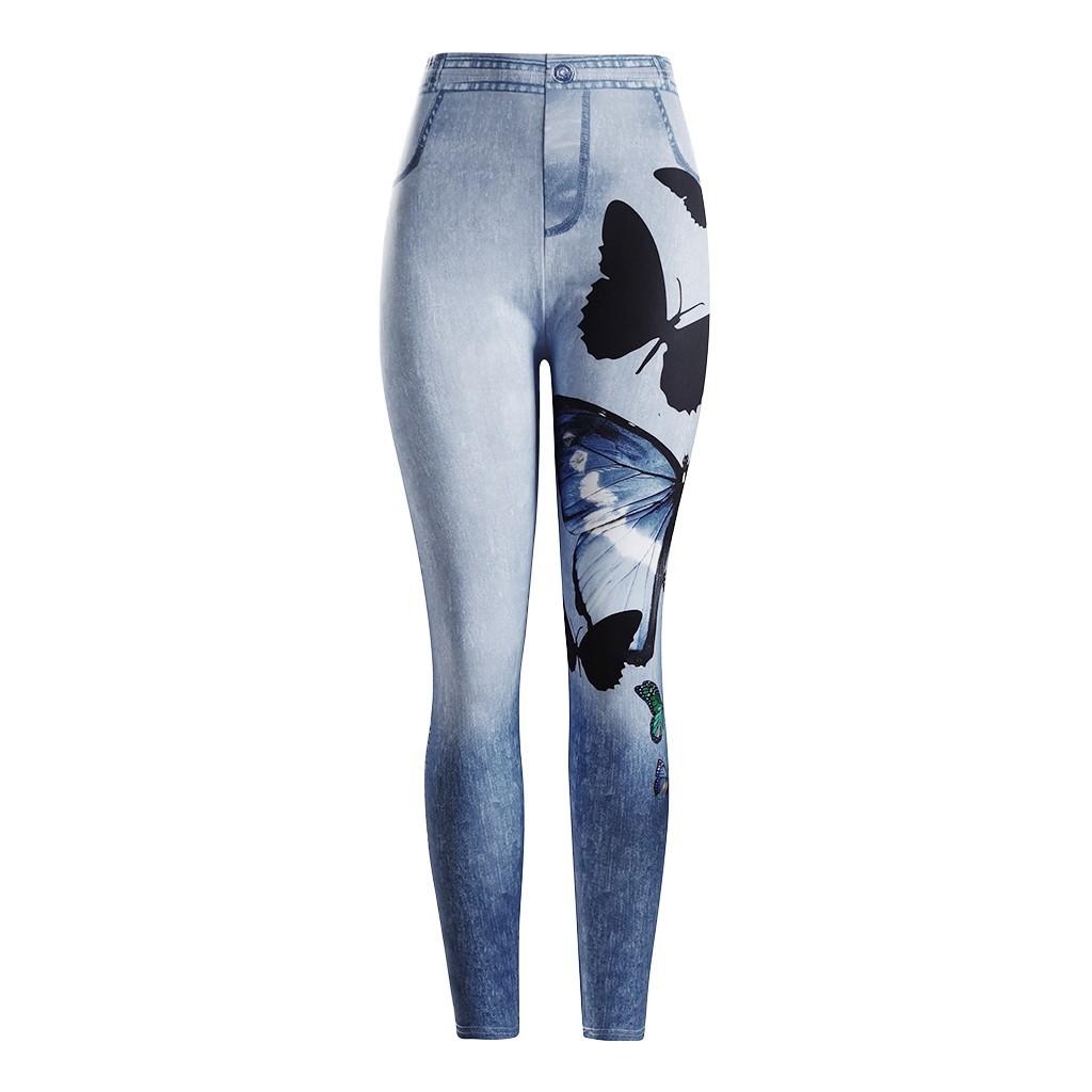 Women's Plus Size Casual Imitation Cowboy Leggings Elasticity Slim Cropped Pants