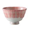 Hasami Ware Lightweight Rice and Tea Inner and Outer Made In 74002 Bowl, Small, Stripes, Red, Japan,