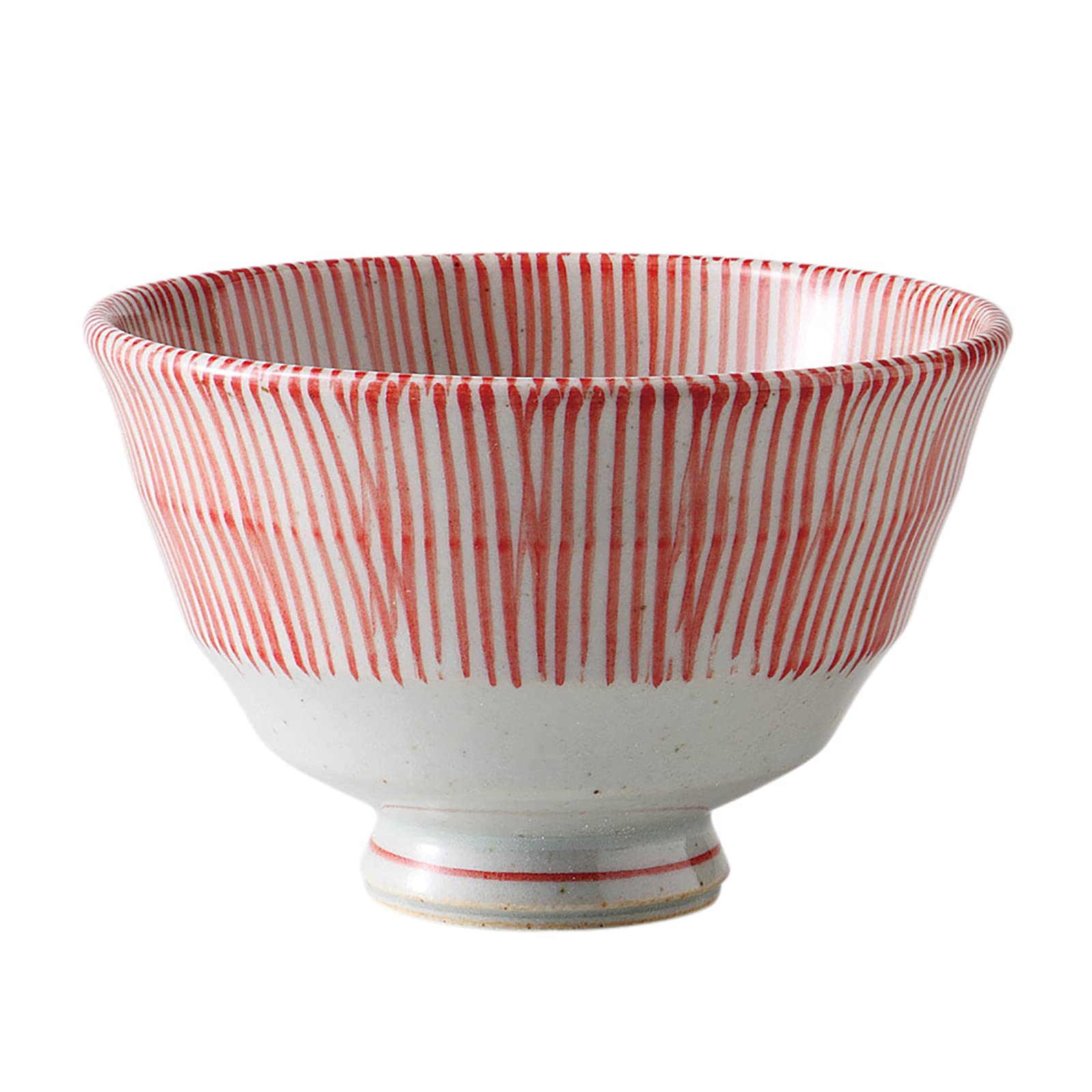

Hasami Ware Lightweight Rice and Tea Inner and Outer Made in 74002 Bowl, Small, Stripes, Red, Japan,
