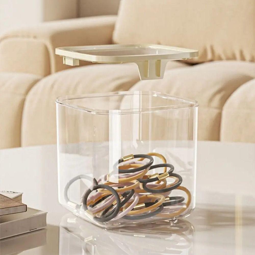 1Pcs Bedroom Desk Storage Box Transparent Trash Garbage Can New Desktop Bin