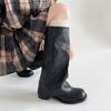 Schwarze Trageriemen-Nischendesign hohe Zigarettenstiefel Damen 2025 neue Frühling und Herbst Retro hohe Stiefel