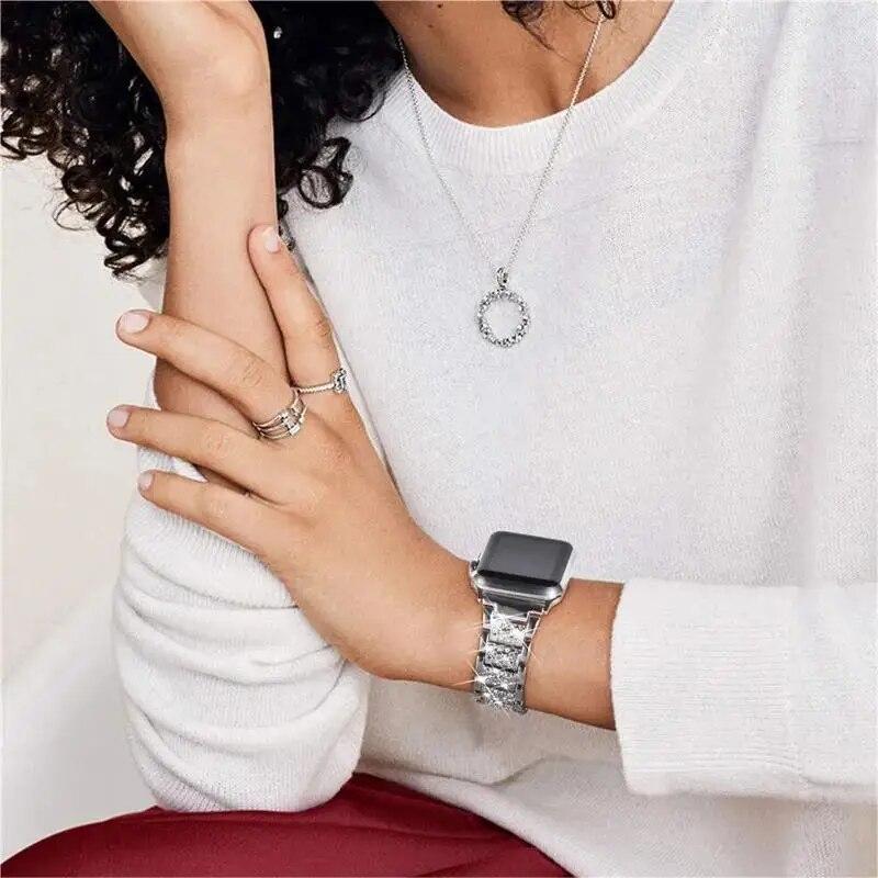 Damereim for Apple Watch-bånd 44 mm 40 mm 49 mm 45 mm 41 mm 42 mm 45 mm Diamantarmbånd correa iWatch Series Ultra 8 SE 7 6 5 4 3