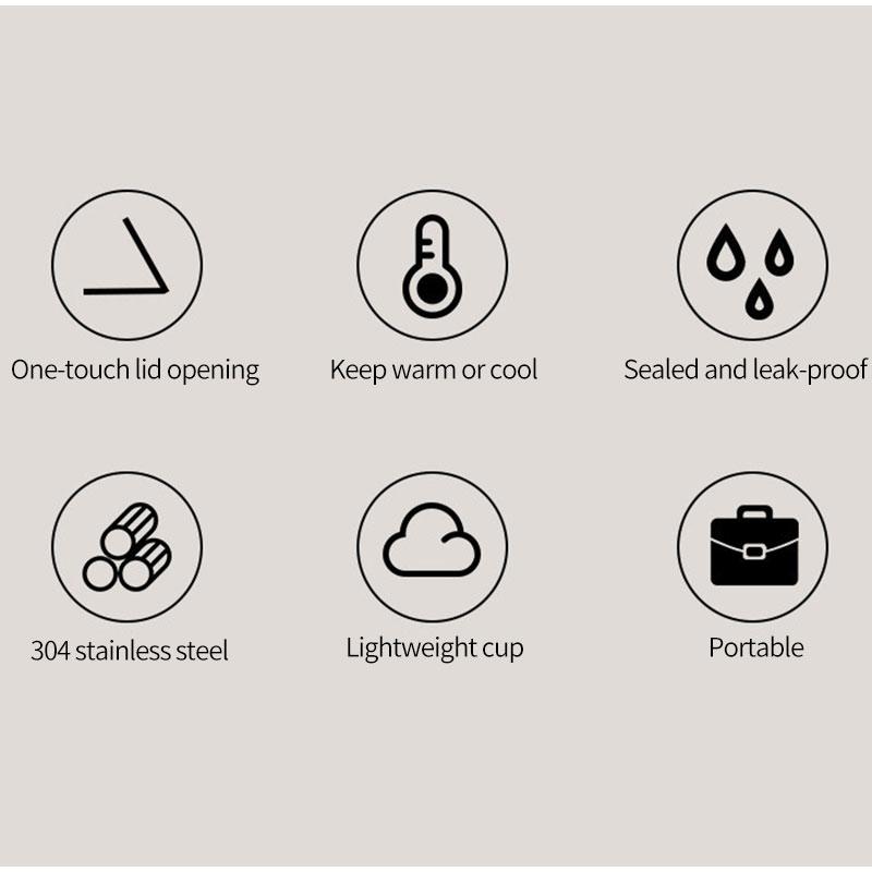 500ML Termohrnek Nepropustný Termoska Hrnek na Kávu Dvojstěnný 304 Nerezová Ocel Šálek na Kávu Čaj Vakuová Termoska Láhev na Vodu