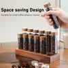 Wooden Base Coffee Bean Display Stand with 12 Clear Glass Tubes and Funnel for Cafe Bar Counter Storage