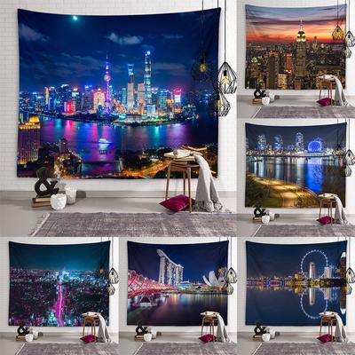City Night Lighting Tapestry World City Magnificent Architecture Tapestry Bedroom Room Aesthetics Home Decoration