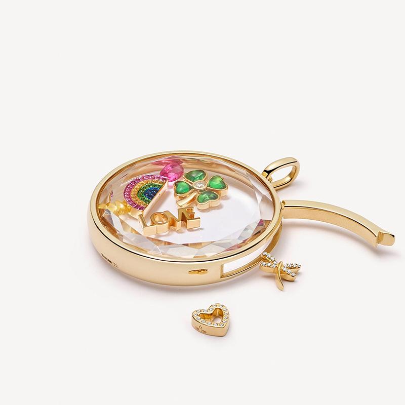 Pingente Caixa de Fotos Personalidade Retrô com Pingente DIY Aberturável Design Oco Caixa Transparente Cor Preservação Ouro