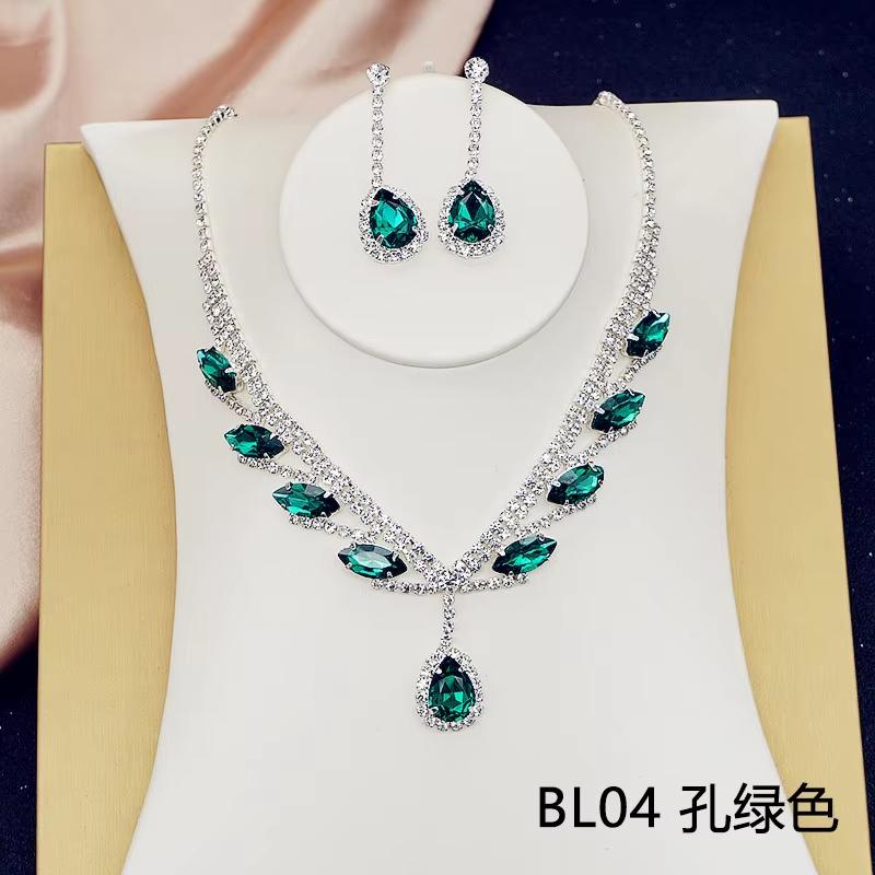 Fashion Two Piece Classic Christian Elegant Christmas Versatile Crystal Bridal Water Drop Rhinestone Necklace Jewelry Sets