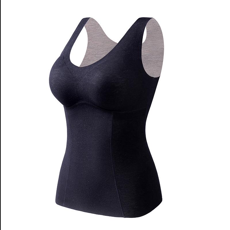 Women's Cashmere Silk Padded Vest: Warm, Plus Velvet Inner Top 4033