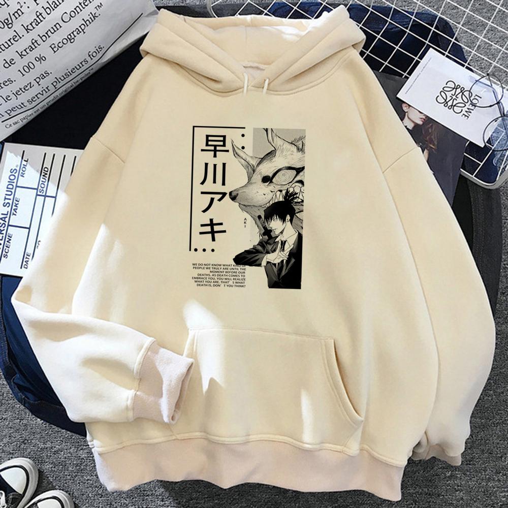 Harajuku Anime Chainsaw Man Makima and Hayakawa Aki Printed Hooded Men Women Plus Size Hoodies Unisex Pullover Manga Sweatshirt