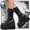 Brand New Ladies Goth Platform Boots Fashion Rivet Buckle Punk Wedges High Heels Women's Boots Party Street Cosplay Woman Shoes