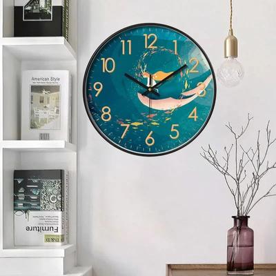 Artistic Style Wall Clock with Night Light Glow In The Dark Quartz Wall Clock Non-ticking for Home Office Hotel Shops Cafe Decor