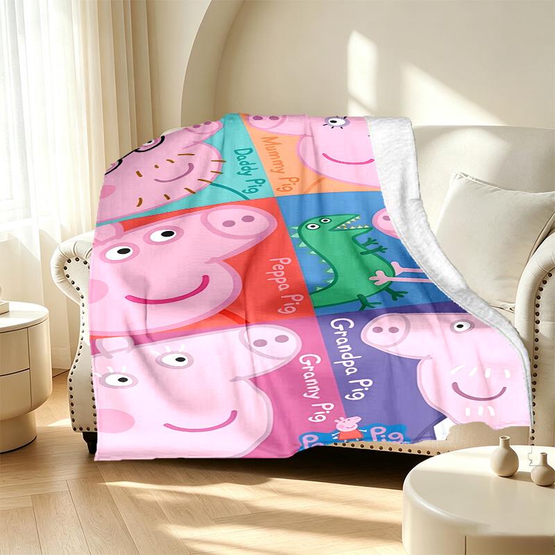 Peppa Pig Pattern Blanket for Home Decoration, Bed, Sofa, Car Travel, Camping, Suitable for All Seasons, Birthday Christmas Gift