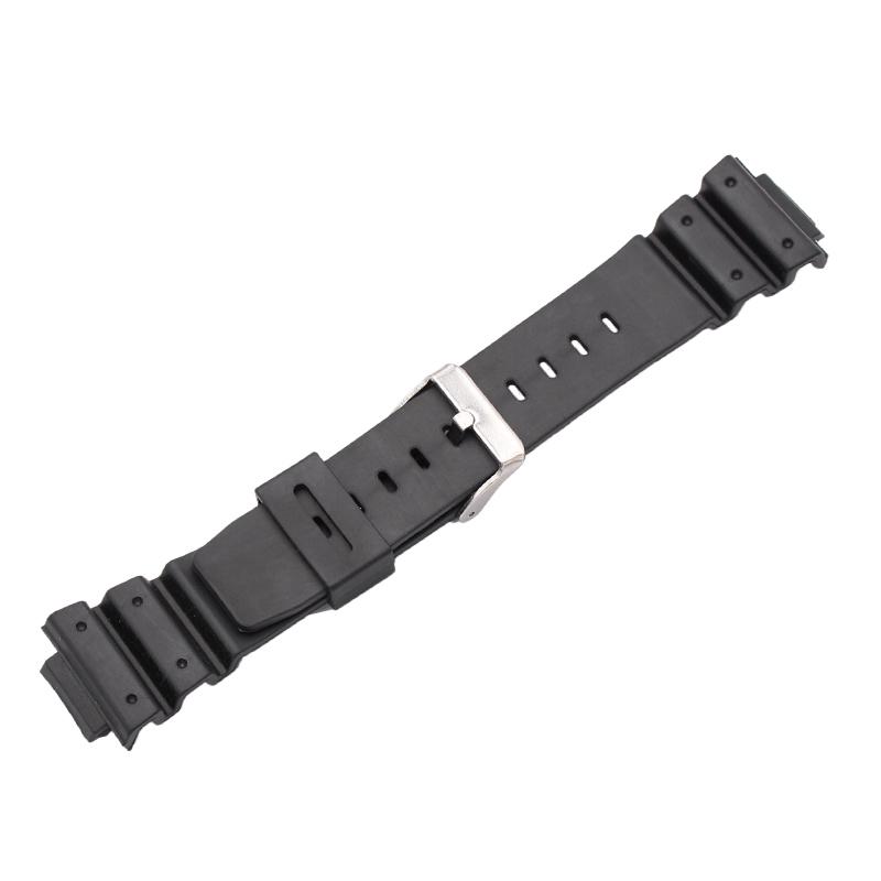 16mm X 25mm Watchband Strap Men Black Sports Diving Rubber Watch Band Stainless Steel Buckle Accessories for 9052 Series