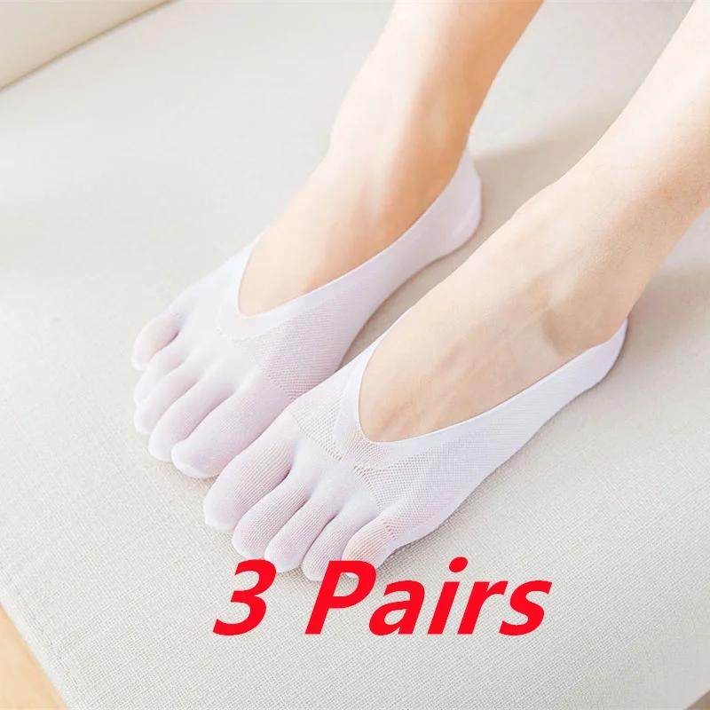 1/3/5 Pairs/Lot Women Summer Five-Finger Socks Ultrathin Funny Toe Invisible Boat Sokken Silicone Breathable Short Low Ankle Sox