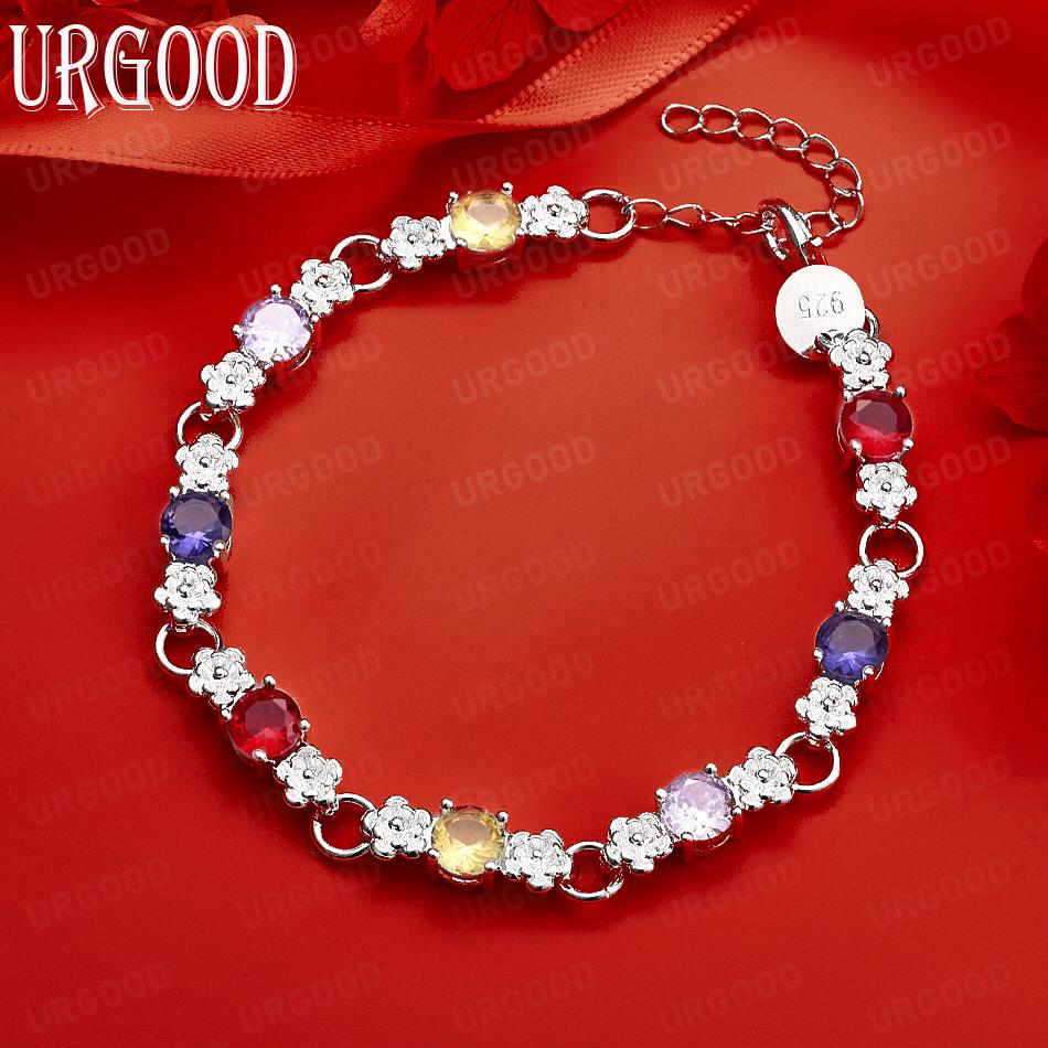 925 Sterling Silver Delicate Side Chain Bracelet Gift Jewelry 20CM