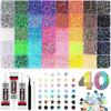 Rhinestones for Crafting 40 Colors 3mm Flatback Gems Set with Glue and Tools for Bedazzling Kit