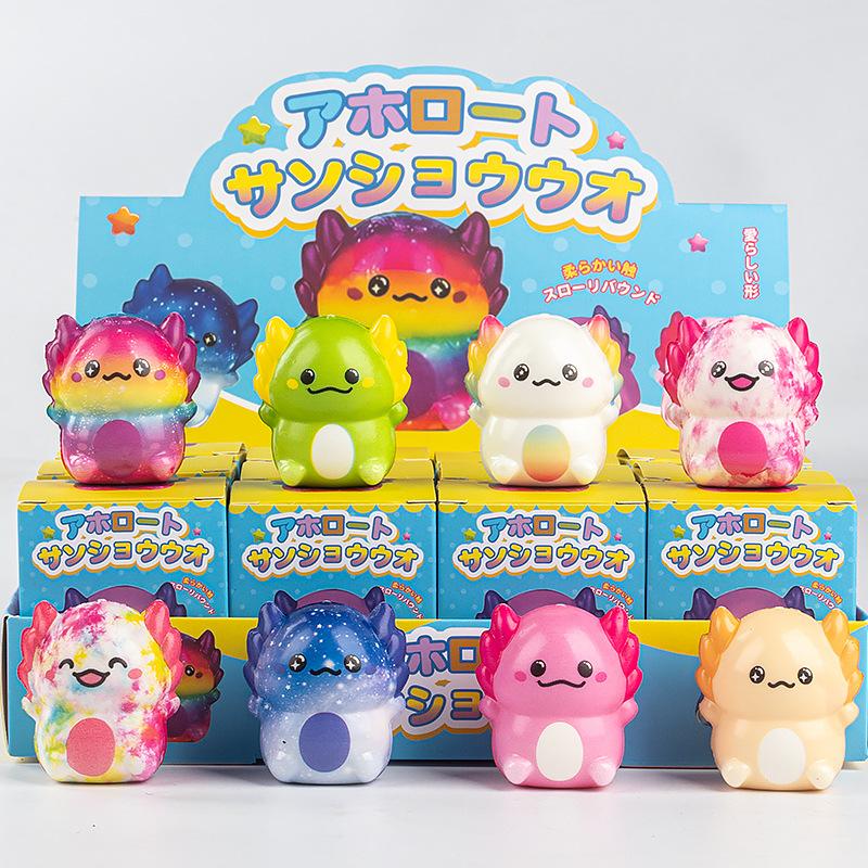 12Pcs/Set Simulation Food Squishy Hamburger Fries Capybara Axolotl Squeeze Toy Stress Relief Decompression Toys