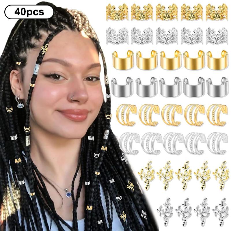 

32 шт. Украшения для волос для косичек Золотые зажимы для косичек Стиль Дреды Украшения Металлические Локи Аксессуары для косичек Украшение для волос для женщин