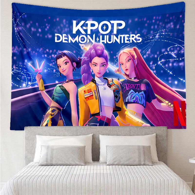 Kpop Hunter5 Tapestry for Bedroom Aesthetic Classroom Tapestries Wall Hanging for Living Room Dorm Office,Ideal Creative Gift