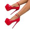 Plus Size Patent Leather Stiletto High Heel Sandals with Ankle Strap and Thick Sole for Women