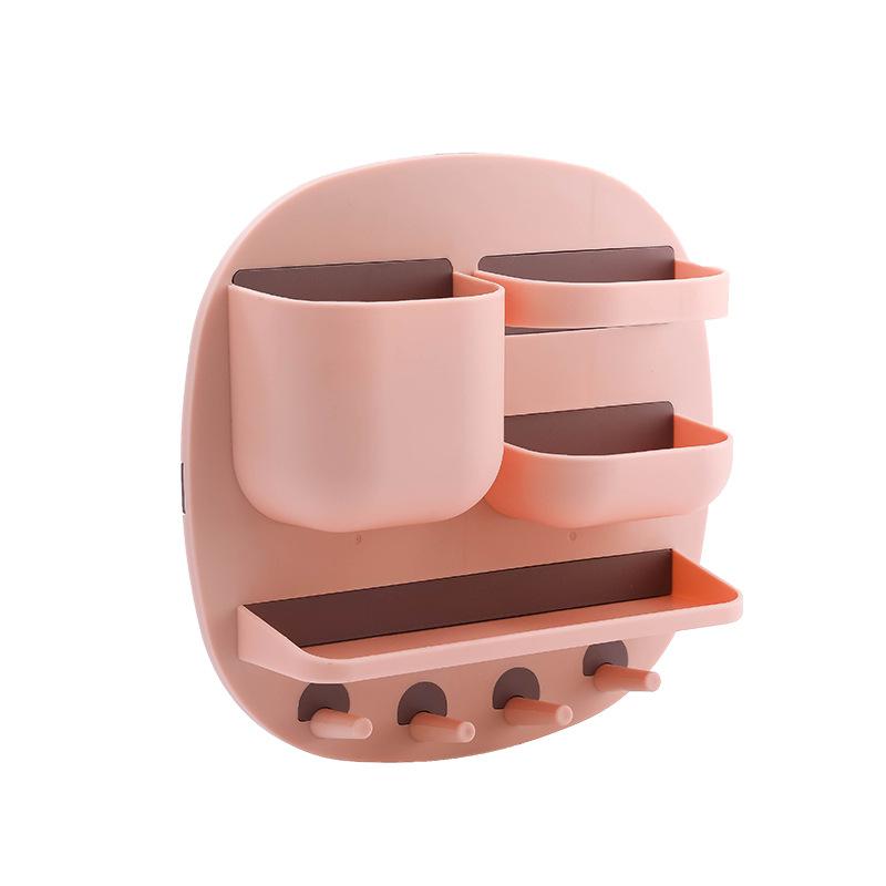 

Настенная полка для хранения дома без сверления отверстий, многосекционная полка для хранения ключей, многофункциональная и креативная настенная полка для хранения розовый