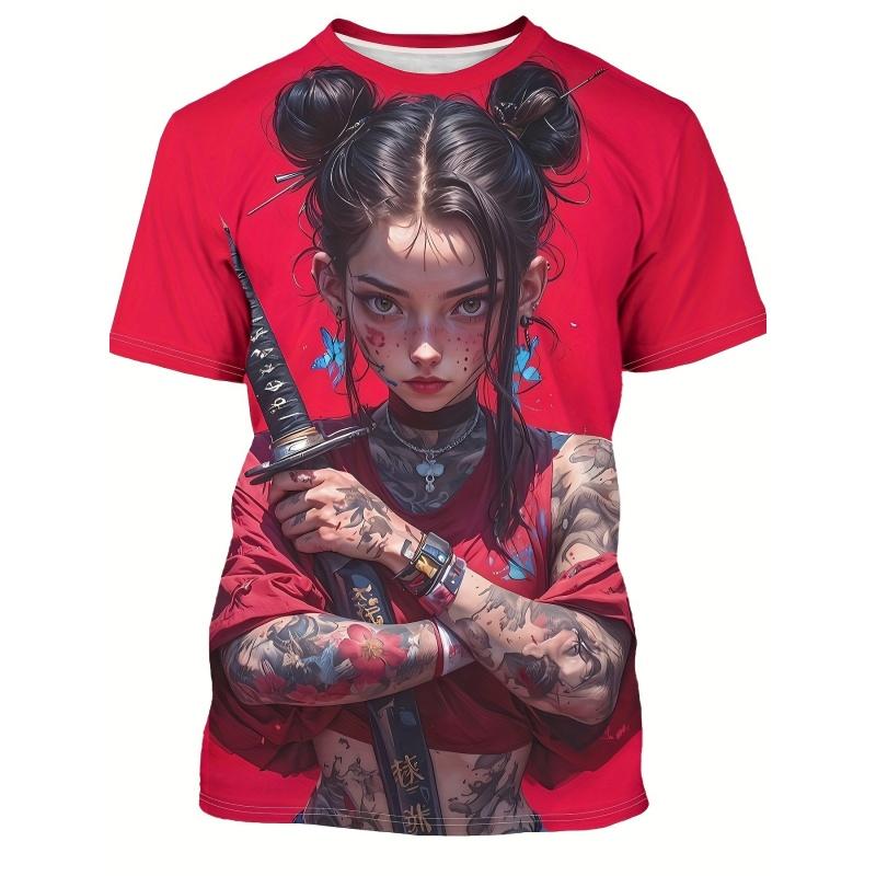 3D Printed Retro Pretty Girl T Shirt For Men Colorful Cool Graphic T-Shirts Fashion Casual Women Oversizeds