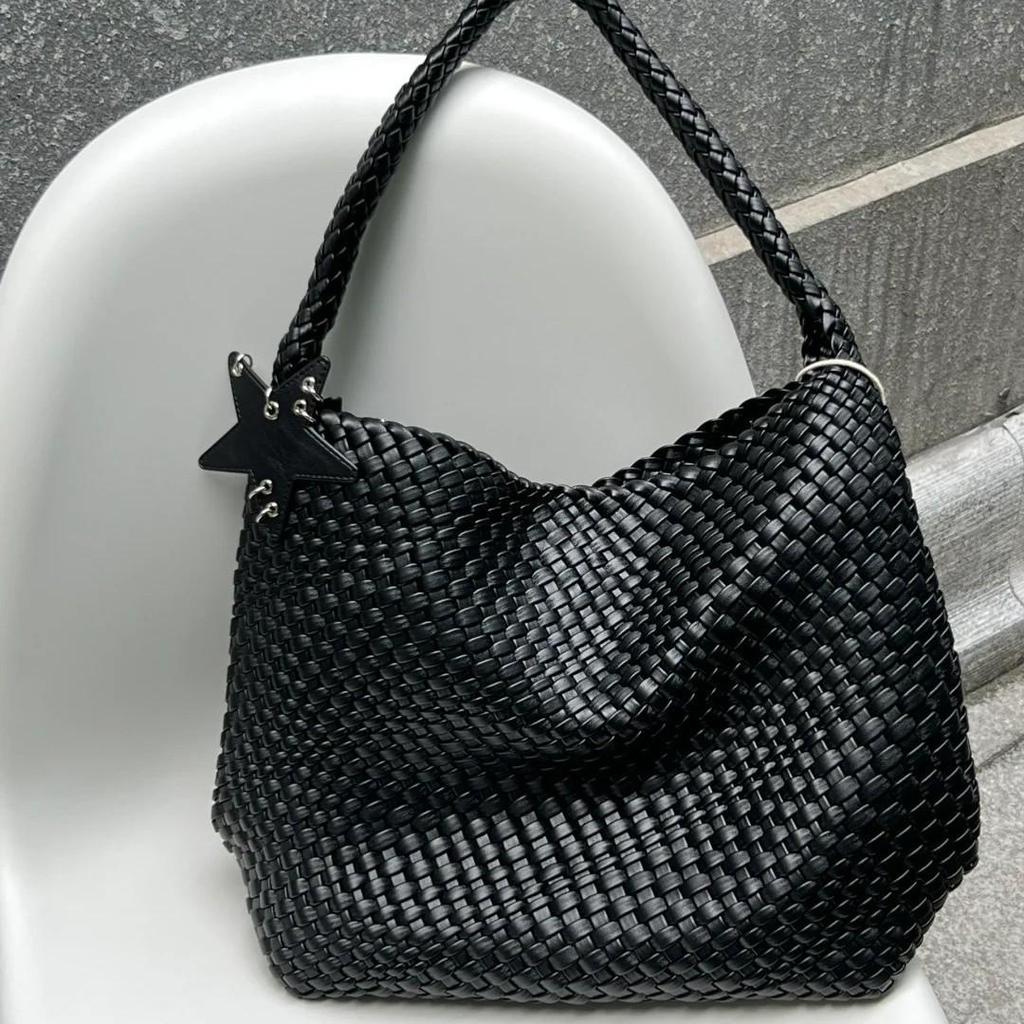 Borsa shopper intrecciata Gold Star di alta gamma 2025: Borsa a Secchiello Capiente, Elegante e Unica per Donna