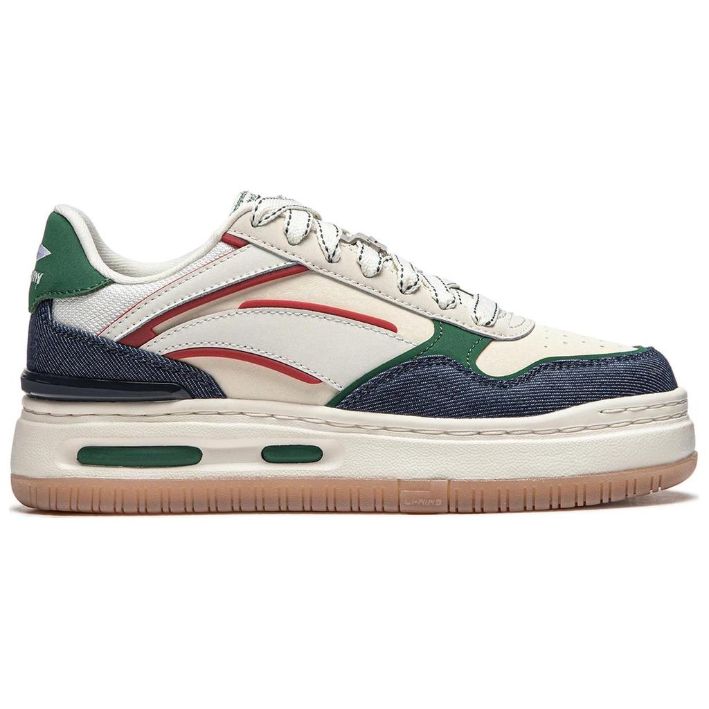 New LiNing Future C1 Anti-Slip Wear-Resistant Low-Top Skateboard Shoes Women's Beige Green AGCU068-4