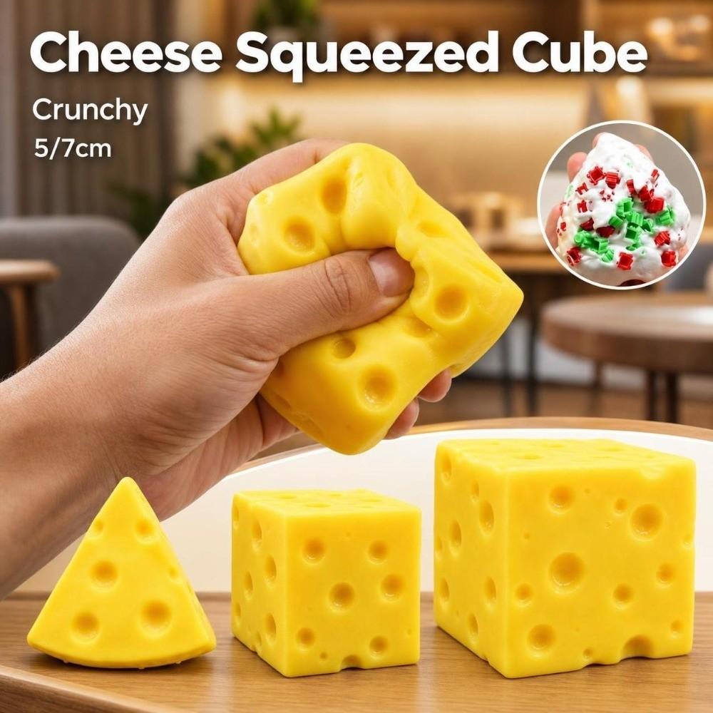 5/7cm Cheese Squeezed Cube Sound Effects TPR Fidget Toy Cheese Stress Ball  Children's Gifts