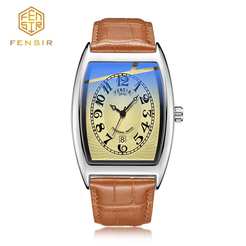 Fins Men's Tonneau Classic Blue Light Retro Business Waterproof Quartz Watch