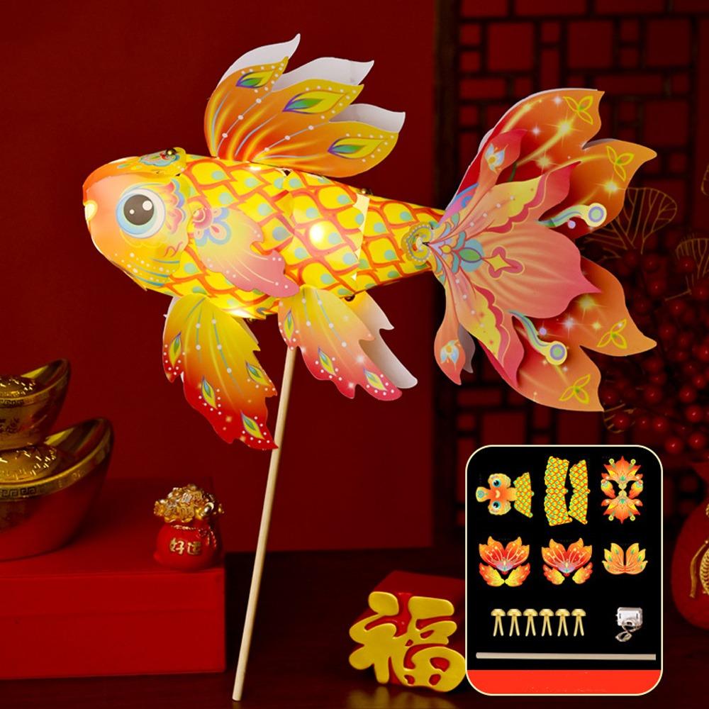 Chinese Traditional Handheld Fish Lantern Ancient Style Luminous Goldfish Light  Celebration