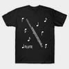 Men Black Print T-shirt Musical Notes Flute No-Cut Transfer Paper Print Cotton Tshirt